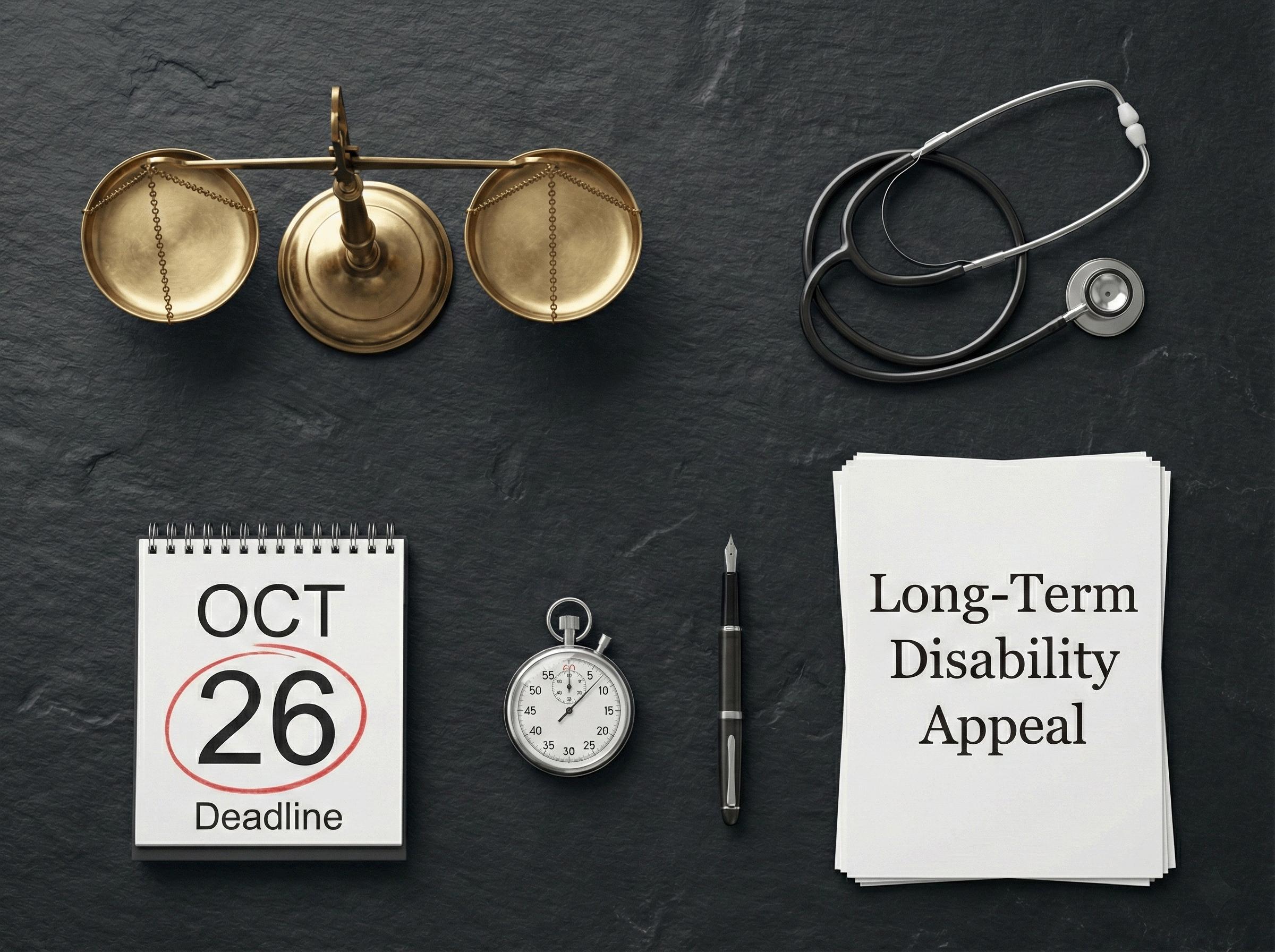 ERISA attorney disability claim appeal with scales of justice representing insurance litigation